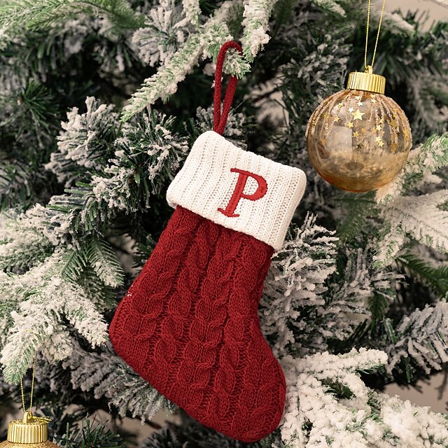 Gestrickte Weihnachtsstrümpfe Mit Initialen – 53,3 Cm, Rot, Personalisiert, Mit Geschenkbox