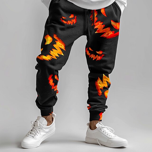 Halloween Men's Grimace Halloween Costumes Sweatpants Joggers Pants Trousers Mid Waist Drawstring Elastic Waist Horror Dark Party Evening Wear Holiday Pocket Spring Fall Winter 3D Print Black4