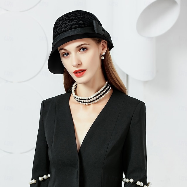  Czapki Włókno Melonik Kapelusz bucket Kapelusz Ślub Codzienny Elegancja Ślub Z Koronka Winieta Nakrycia Głowy