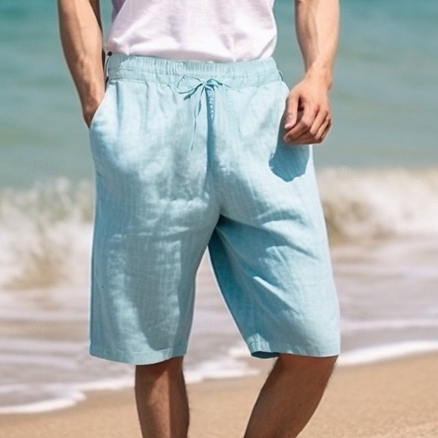  Per uomo Pantaloncini Pantaloncini estivi Pantaloncini da spiaggia A cordoncino Vita elastica Gamba dritta Liscio Comfort Traspirante Breve Informale Giornaliero Per eventi Di tendenza Classico Cachi