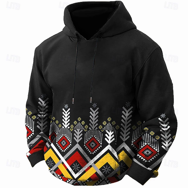 Men's Indian Hoodie Hoodies Sweatshirt Fashion Daily Long Sleeve Hooded Sports Outdoor Streetwear Black Pocket 3D Print Fall Winter Designer4