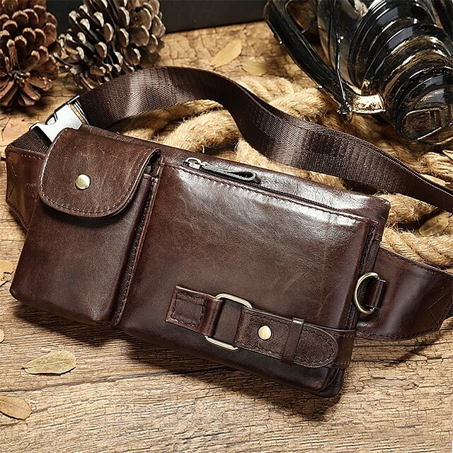 Genuine Leather Belt Bag For Men First Layer Cowhide Men's Shoulder