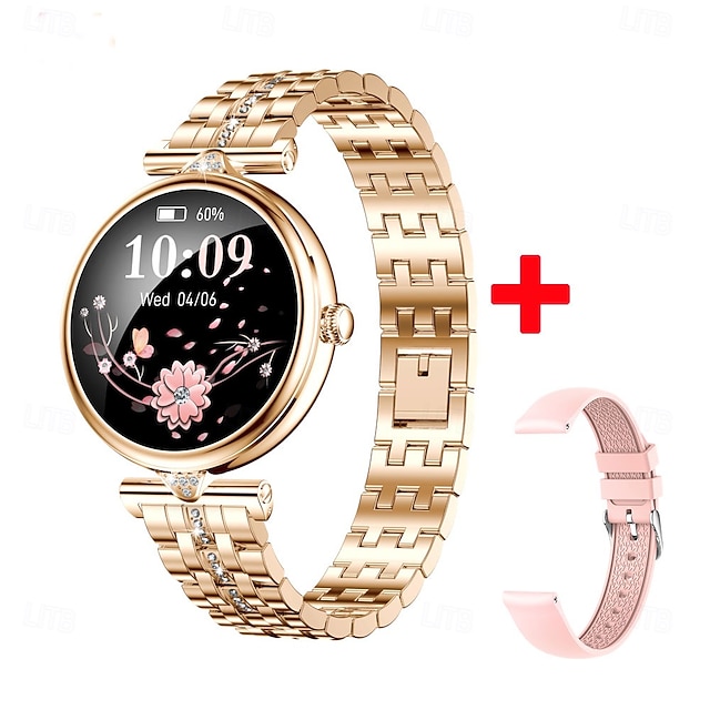  696 AK73 Montre intelligente 1.28 pouce Montre intelligente avec bracelet Bluetooth Podomètre Rappel d'Appel Moniteur de Sommeil Compatible avec Android iOS Femme Mode Mains-Libres Rappel de Message