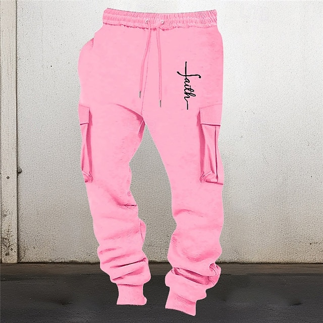  Homens Calças Esportivas Corredor Calças Calça de moletom cargo Cintura elástica Bolso multi Punho com Elástico Estampas Abstratas Cruz Vestível Ao ar livre Diário Acampar e Caminhar Moda Clássico