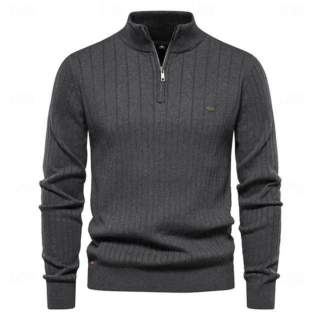 New Autumn Zipper Pullover Sweaters for Men High Quality Warm Winter Stand Collar Cotton Knitted Sweater Men 10