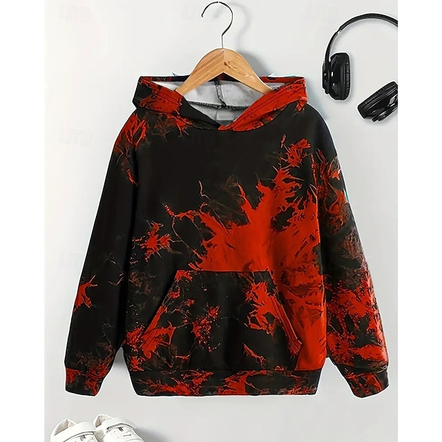  Da ragazzo 3D Pop art Felpa con cappuccio Manica lunga Primavera Autunno Di tendenza Streetwear Bambino 4-12 anni Con cappuccio Esterno Informale Giornaliero Standard