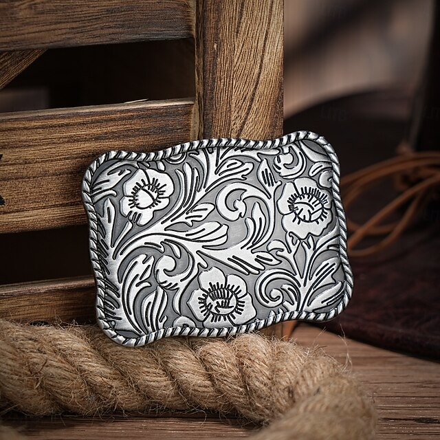 Men's Belt Buckle Buckle Silver Bronze Alloy Vintage Style Retro Vintage Flower / Plants Daily Religious Celebrations4