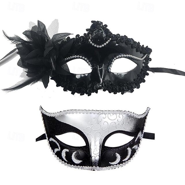 Couples Columbina Mask Venetian Mask Metal Finish Sexy Costume Adults Party Masquerade Carnival Mardi Gras Easy Carnival Costumes3