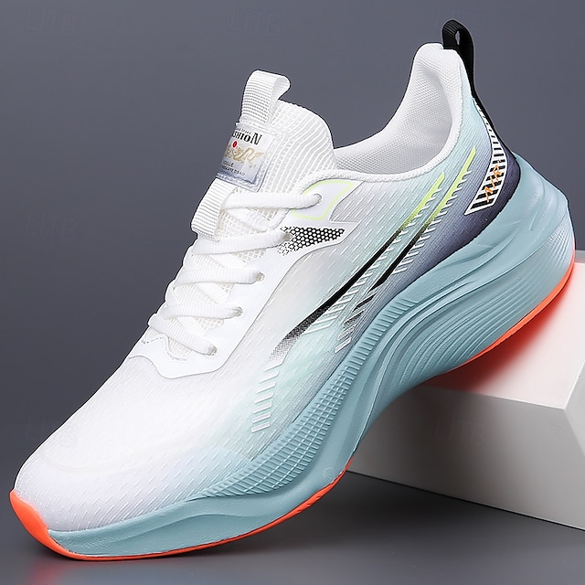  Men's Lightweight Breathable White Running Sneakers – Cushioning Athletic Shoes for Outdoor Sports and Fitness