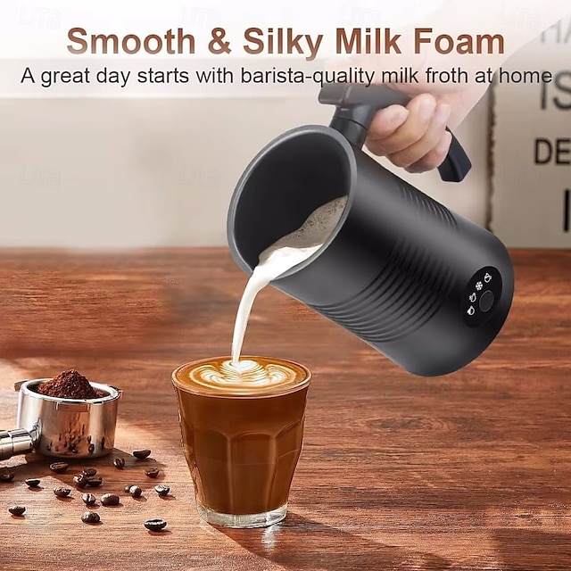  Electric Coffee Milk Frother Milk Steamer Soft Foam Maker with Two Whisks for Frothing and Heating Milk 4 IN 1 Multifunction