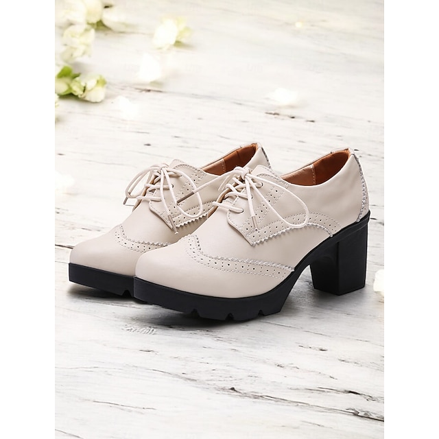 scarpe oxford brogue con tacco spesso e lacci azzurri da donna – tacchi a spillo di ispirazione vintage per abbigliamento casual e da ufficio