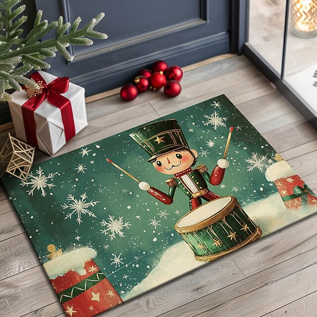  julepynt dørmatte nøtteknekkere kjøkkenmatte gulvmatte sklisikre teppe oljetett teppe innendørs utendørs matte soveromsdekor baderomsmatte inngangsteppe