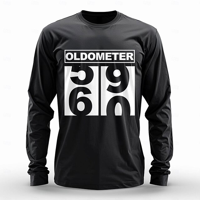 Men's Long Sleeve T-Shirt Funny Oldometer 59 to 60 Graphic 60th Birthday Gift for Him4