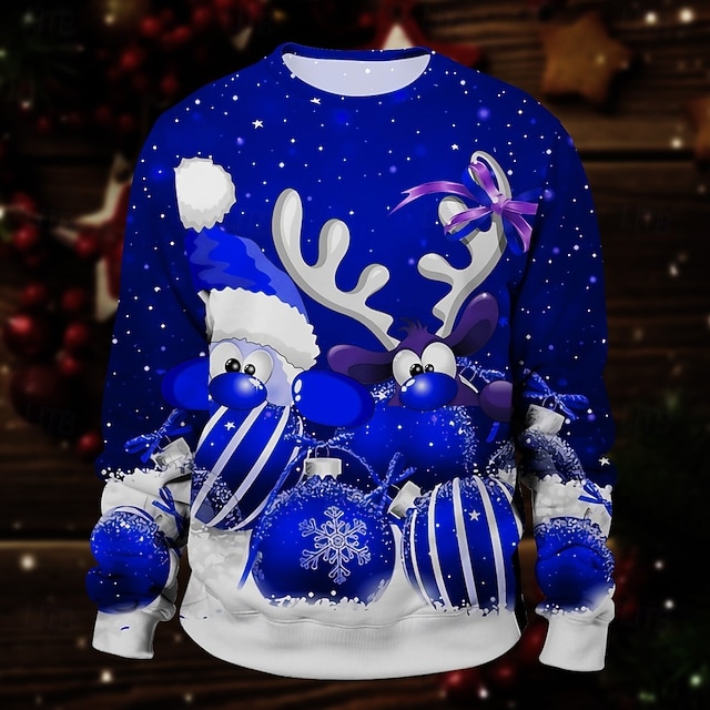  Natal Papai Noel Rena Pullover Moletom engraçado de natal Impressão 3D 3D Natal Arte Gráfica Para Casal Homens Mulheres Adulto Natal Baile de Máscaras Impressão 3D Festa Festival