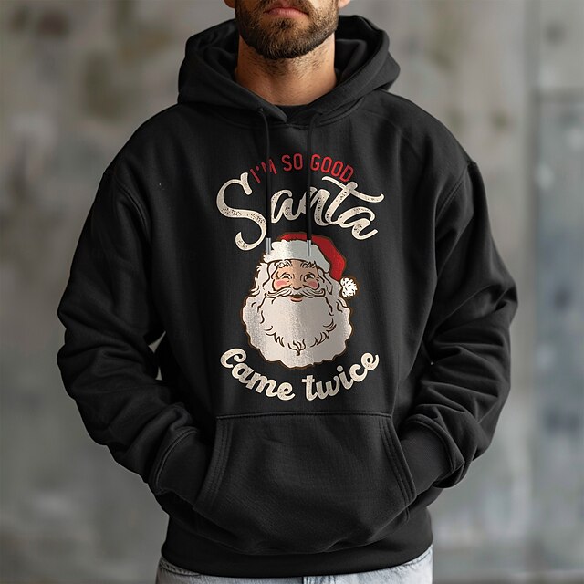  Navidad Hombre Papá Noel Sudadera Sudaderas Sudadera Manga Larga Sudadera con capucha Con Capucha Moda Impresión 3D Deporte Ropa de calle Negro Bolsillo Impresión 3D Otoño Invierno Diseñador