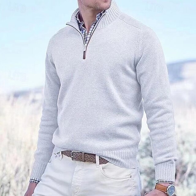 Men's Pullover Sweater Jumper Knit Sweater Ribbed Knit Regular Knitted