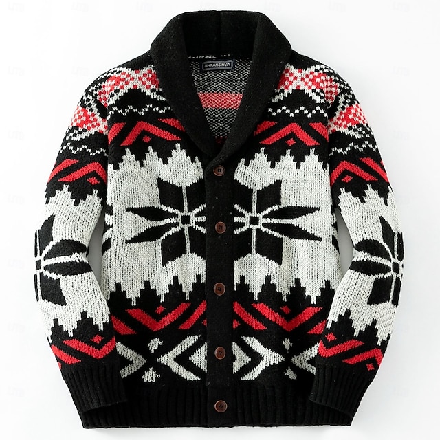 Men's Jacquard Sweater Cardigan Sweater Cropped Sweater Knit Sweater ...
