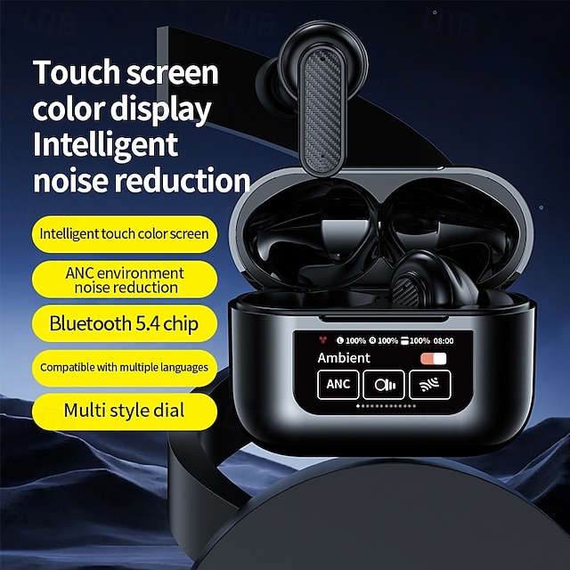  Nuevos Auriculares LCD Pantalla Táctil Auriculares Deportivos ANC Auriculares Inalámbricos BT con Micrófono Incorporado