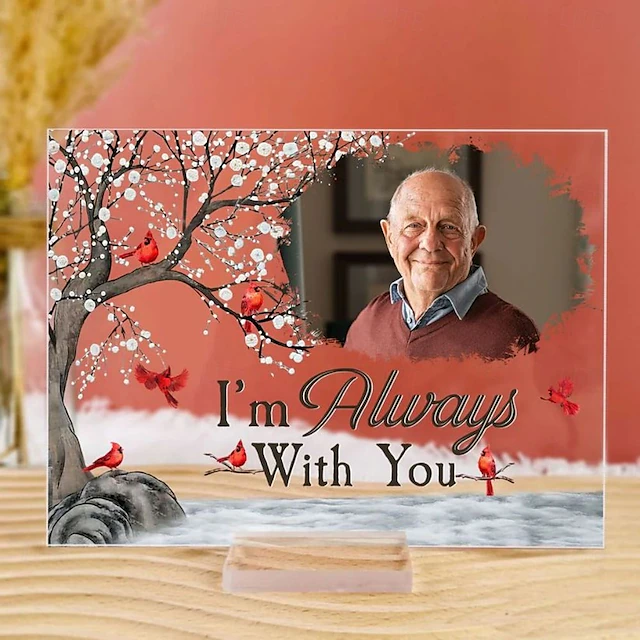 Personalized Acrylic Photo Plaque with Base,Custom Memorial Gifts Missing You Photo Frames Plaque I'm Always With You Picture Frame - Memory of Mother, Father, Grandma, Grandpa 20*15cm (8“*6”) 9