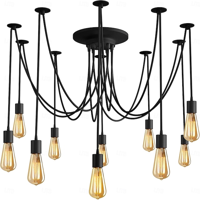  lampada a sospensione a led bianco caldo 6/10/14 teste retro edison multi regolabile fai da te luce ragno soffitto moderno chic industriale per soggiorno camera da letto 110-240v