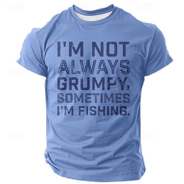  Herr Text T-shirt Kortärmad T-shirt 3D-tryck Rund hals Skjorta Mode Fritids- Gata Utomhussport Ljusblå Svart Vit Sommar Vår Kläder S M L XL XXL XXXL
