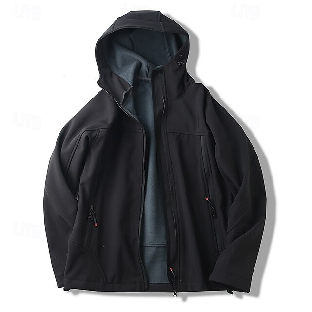  Herren Fleecejacke für Wanderer Winter Draussen warm Fleece-Futter Wasserdicht Windundurchlässig Vliesjacken Voller Reißverschluss Klettern Camping / Wandern / Höhlenforschung Reisen Schwarz