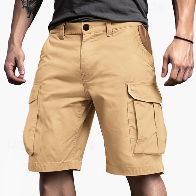  Męskie Spodenki cargo Szorty Guziki Multi Pocket Równina Zdatny do noszenia Krótki Na zewnątrz Codzienny Kemping i wycieczki Moda Klasyczny Zieleń wojskowa Zielony