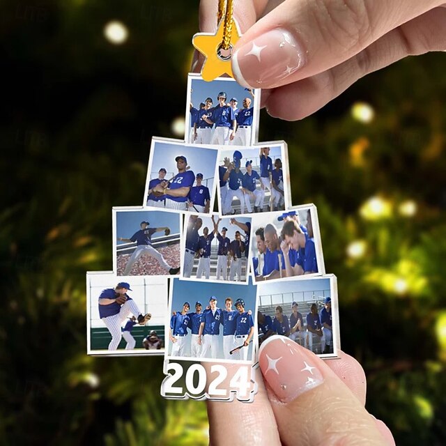 Personalized Christmas Tree Baseball Team Photo Ornaments Acrylic 2D