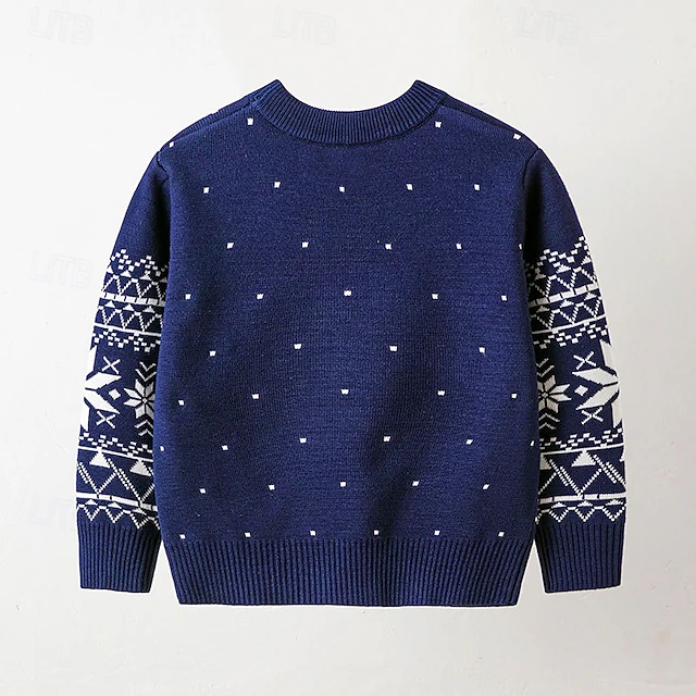 Kids Boys Christmas Sweater Ugly Long Sleeve Crewneck Outdoor Fashion