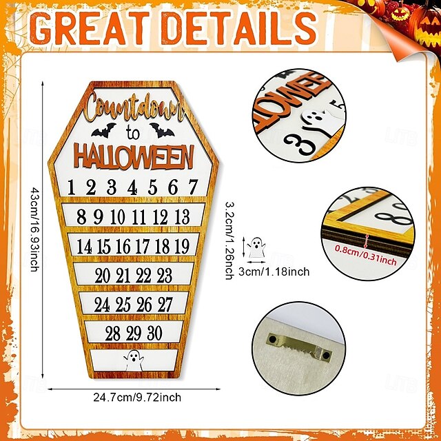  Holz Countdown Halloween Sarg Kalender Urlaub Party Countdown Ornament