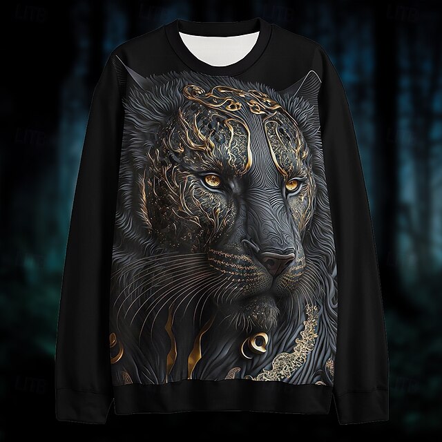 Men's Graphic Animal Dark Sweatshirts Golf Pullover Sweatshirt Long Sleeve Sweatshirt Hooded Vacation Cool Daily Print Vacation Sports Outdoor Going out Printing Winter Spring &  Fall4