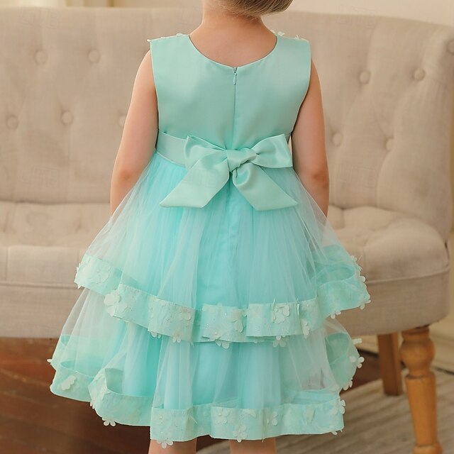 Kids Girls' Party Dress Solid Color Sleeveless Wedding Special Occasion