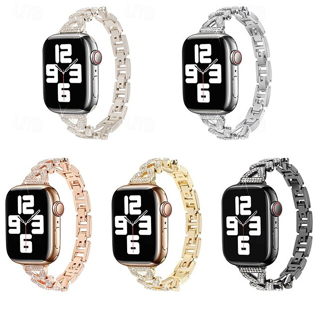  Solo Loop と互換性があります Apple Watch ウォッチバンド 38mm 40mm 41mm 42mm 44mm 45mm 49mm ブリンブリンダイヤモンド メタルクラスプ 調整可 合金 交換用時計バンド のために iwatch Ultra 2 Series 9 8 7 SE 6 5 4 3 2 1