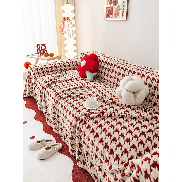 Plush Sofa Cushion and Waffle Sofa Blanket Four Seasons Universal Chenille Non-Slip Sofa Cushion Stylish and Comfortable Solid Color Cover Ideal for Enhancing Your Living Room Decor 7