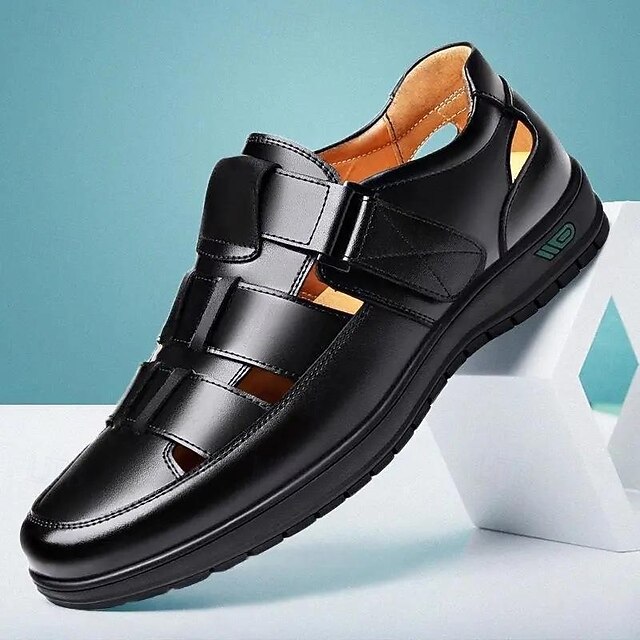  sandali da uomo in crosta marrone con cinturino in velcro e design traspirante per il comfort estivo