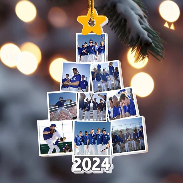 Personalized Christmas Tree Baseball Team Photo Ornaments Acrylic 2D