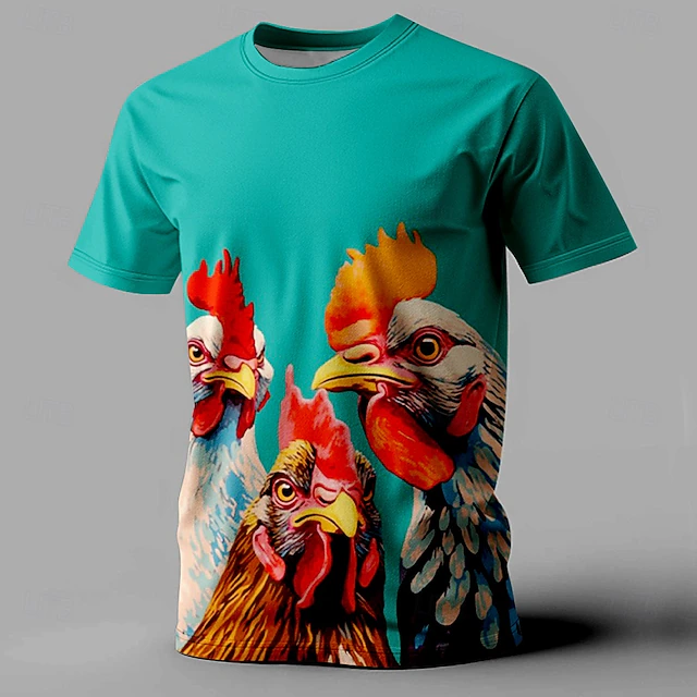 Men's Rooster T Shirt Short Sleeve T shirt 3D Print Crew Neck Shirt Fashion Athleisure Street Sports Outdoor Black White Red Summer Spring Clothing Apparel S M L XL XXL XXXL 8