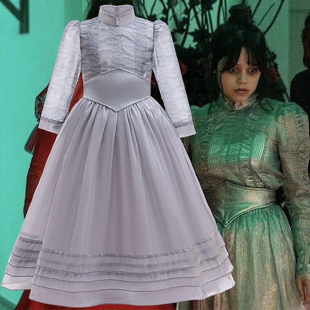  Beetlejuice Horror Movie Ghost Bride Lydia Deetz Dress Kid's Girls' Cosplay Costume Dress Up Party / Evening Masquerade Easy Carnival Costume