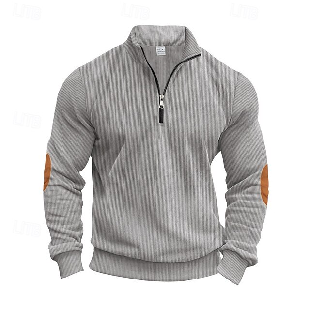  Pánské Polo na čtvrt zip Golfová košile Denní Dovolená Čtvrtletní zip Dlouhý rukáv Módní Moderní Barevné bloky Slátanina Jaro & podzim Běžný Námořnická modř Světle šedá Armádní zelená Meruňková Polo