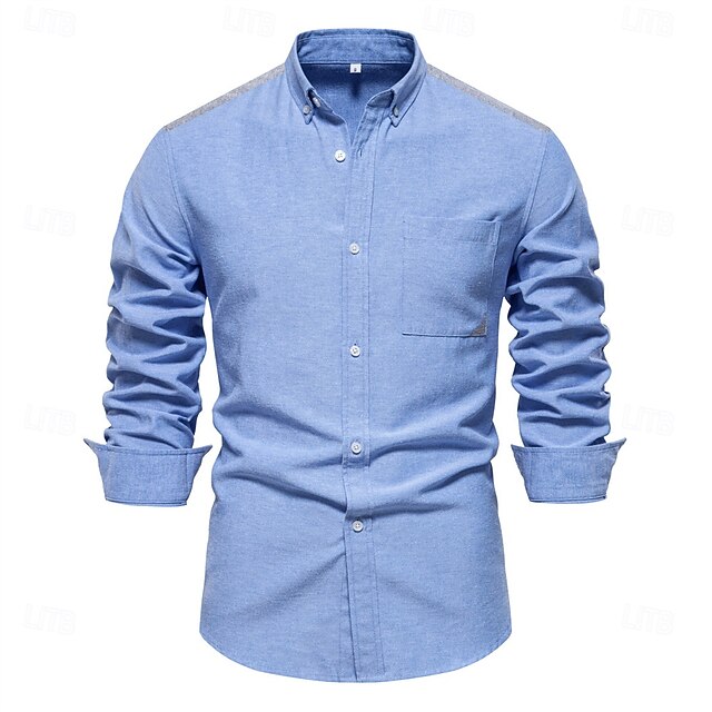 Men's Shirt Dress Shirt Light Blue White Navy Blue Gray Long Sleeve