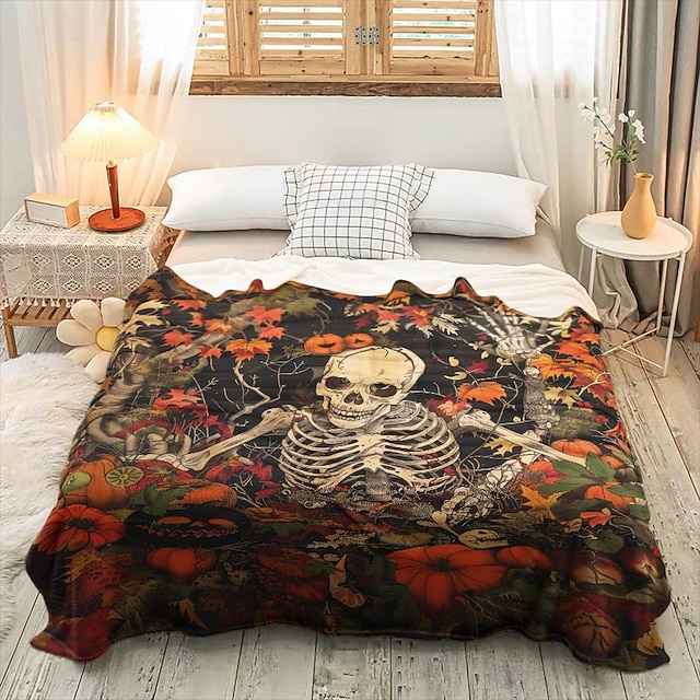  halloween tæppe ultra blødt og varmt dekorativt plaid perfekt til at forbedre festlig atmosfære i dit hjem