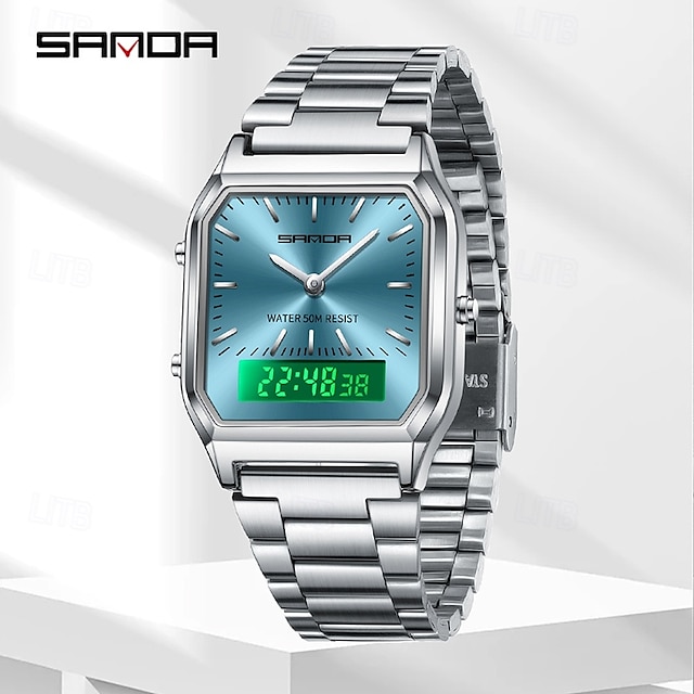  SANDA Men Digital Watch Fashion Casual Wristwatch Stopwatch Alarm Clock Date Week Waterproof Steel Watch
