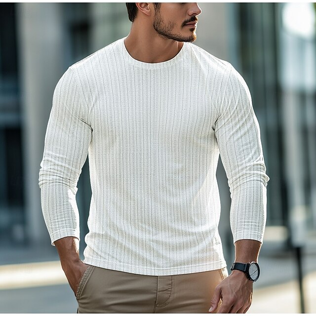 Men's T shirt Tee Solid Color Crew Neck Normal Outdoor Causal Long