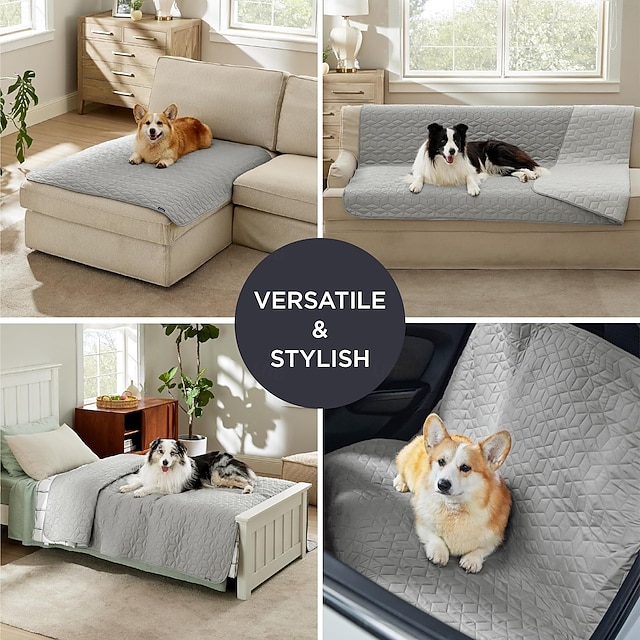 GEBIN Wasserdichter Sofabezug – Hundedecke Für Sofa & Bett, Rutschfest, Kratzfest, Waschbar, 132x208 Cm, Grau