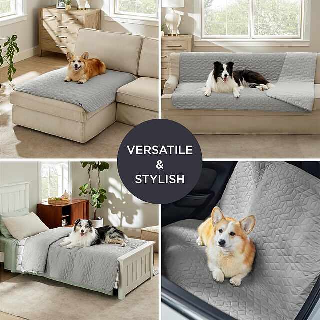GEBIN Wasserdichter Sofabezug – Hundedecke Für Sofa & Bett, Rutschfest, Kratzfest, Waschbar, 132x208 Cm, Grau