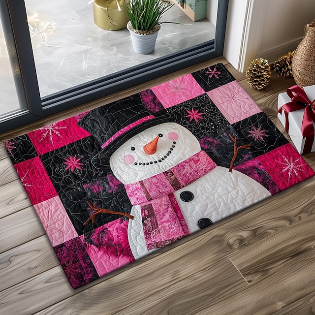  julepynt dørmatte quilting snømann kjøkkenmatte gulvmatte sklisikre teppe oljetett teppe innendørs utendørs matte soveromsdekor baderomsmatte inngangsteppe
