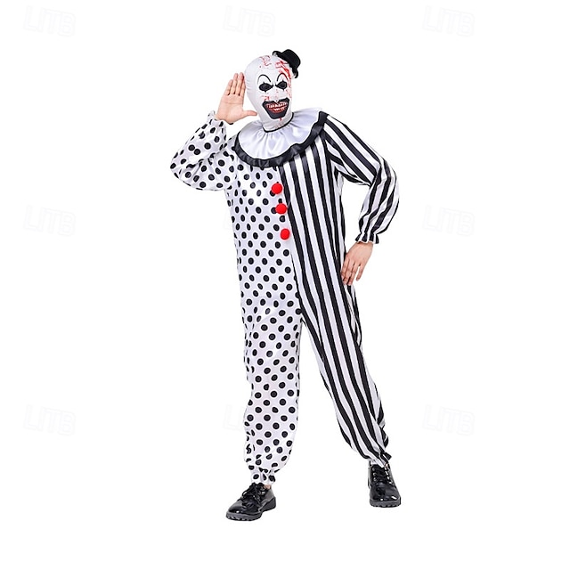  Arte il pagliaccio Halloween Costume Cosplay Mascherata Terrificante Cosplay Adulti Per uomo Per donna Halloween Carnevale Mascherata Performance Feste Halloween Costumi di Halloween facili Vestirsi