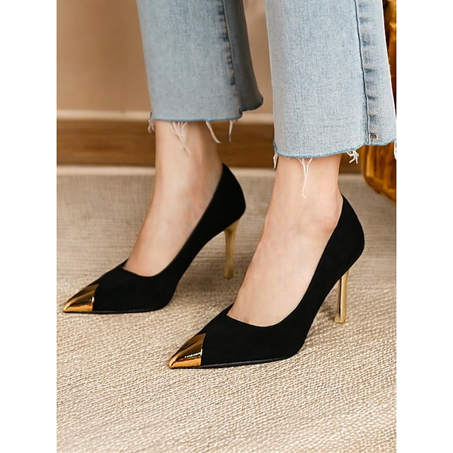  Escarpins à talons aiguilles en velours beige pour femmes avec bout pointu doré – escarpins de luxe pour fêtes et occasions spéciales