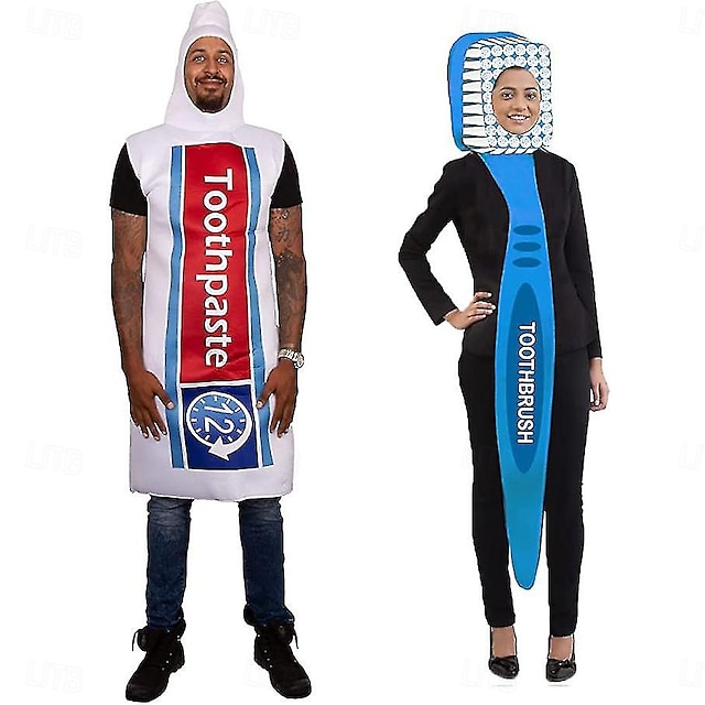  dentifrice Brosse à Dent Costume de Carnaval Costume de cosplay Costumes Amusants Costumes de Groupe Familial pour Halloween Adulte Homme Femmes Unisexe Cosplay Déguisement drôle Soirée Mascarade