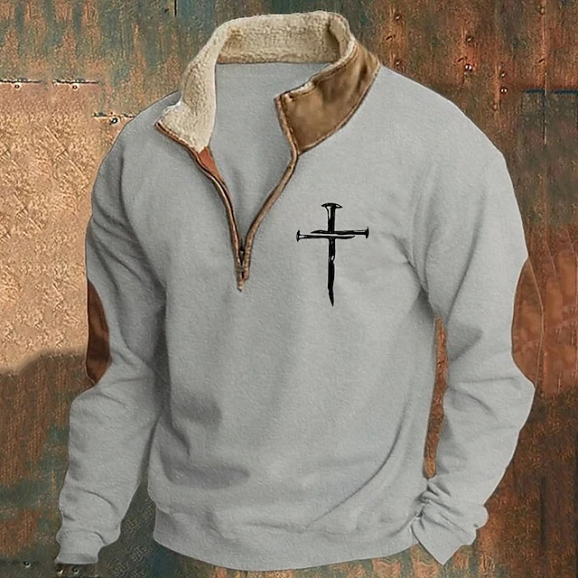 Men's Sweatshirt Quarter Zip Sweatshirt Black Navy Blue Khaki Gray Half Zip Plain Sports & Outdoor Daily Holiday Streetwear Cool Retro Winter Spring & Fall Clothing Apparel Hoodies Sweatshirts 10